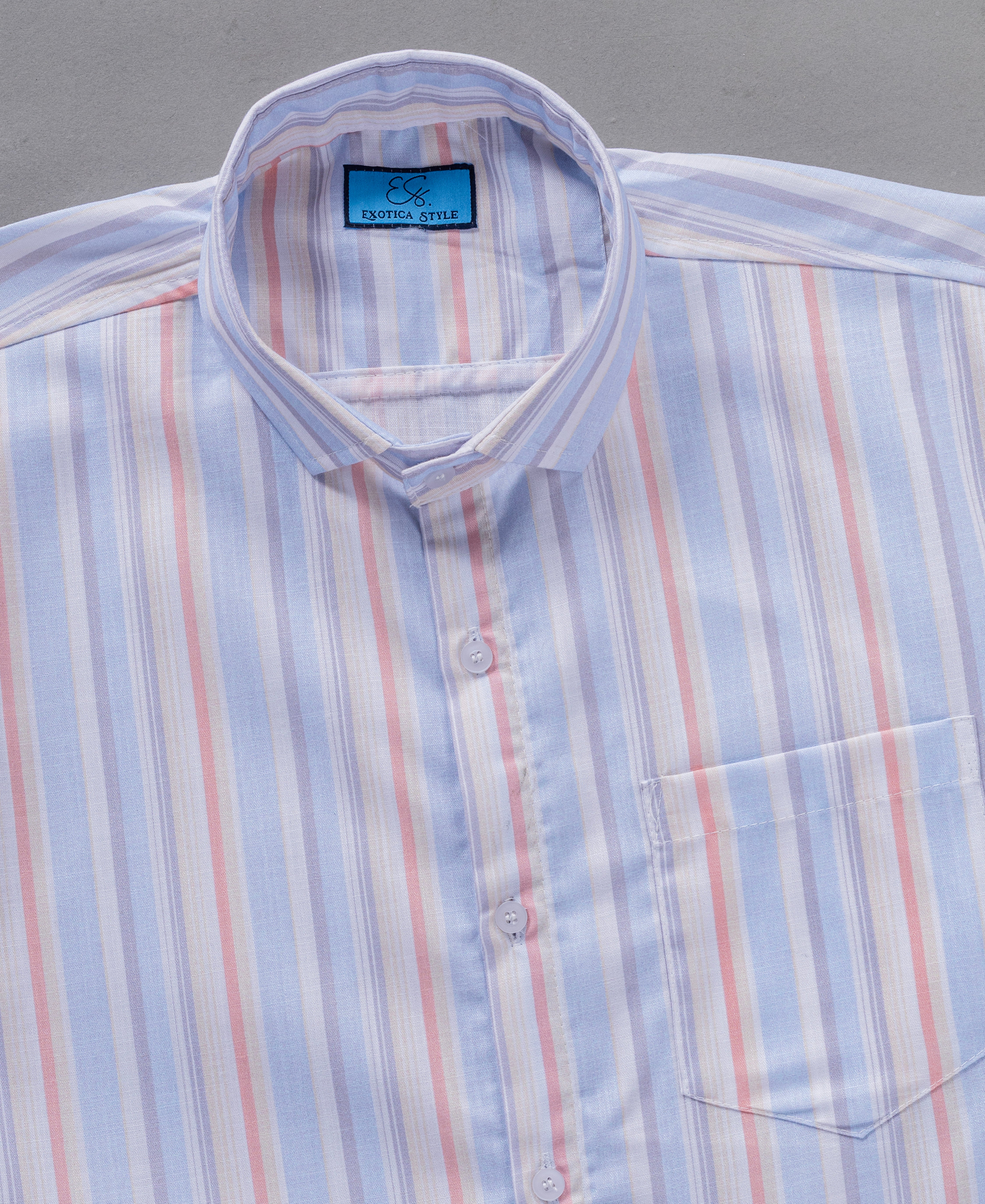 Premium Cotton Light Blue Striped Shirt for Men