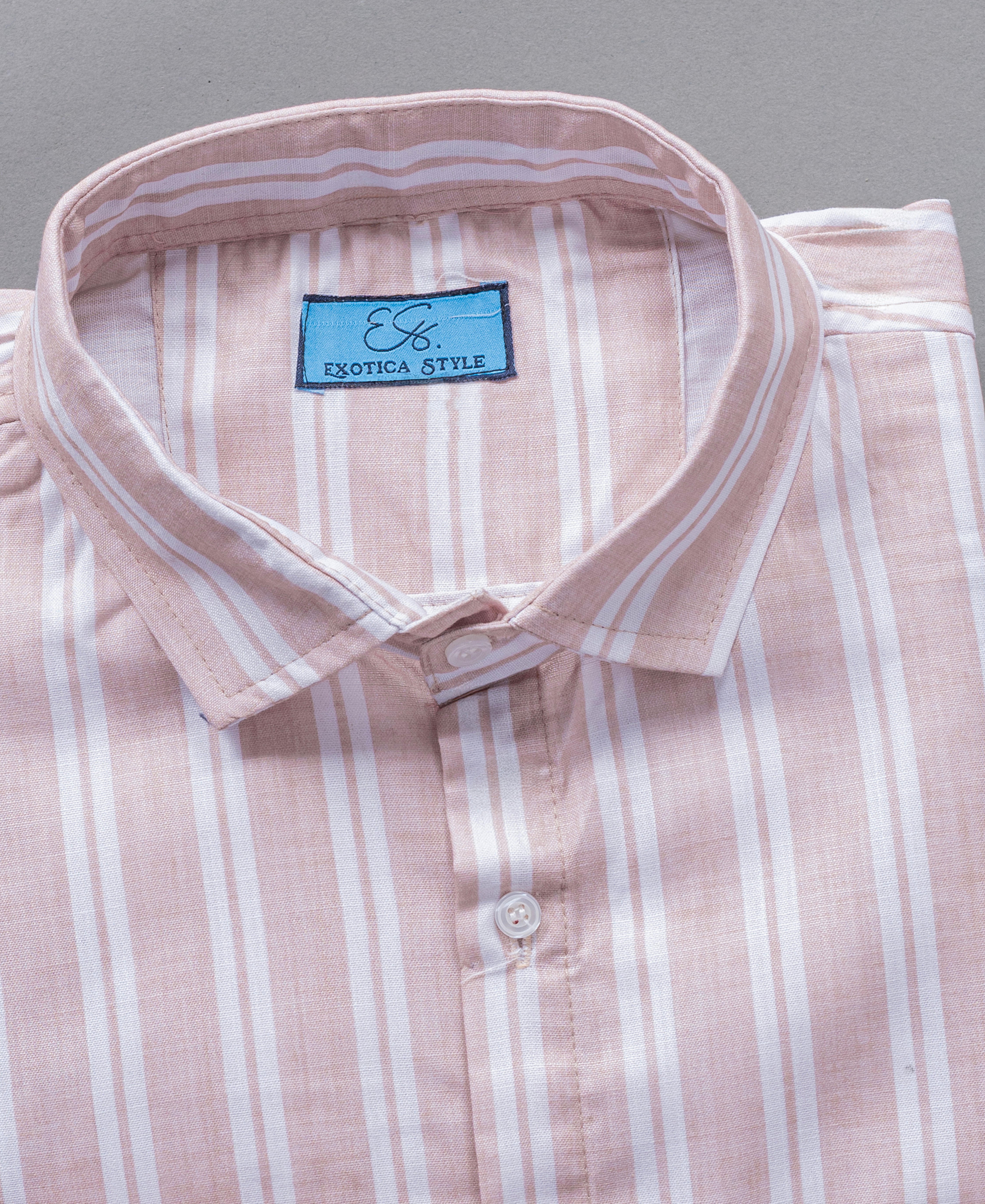 Vertical Striped Cotton Shirt with Pocket for Everyday Wear