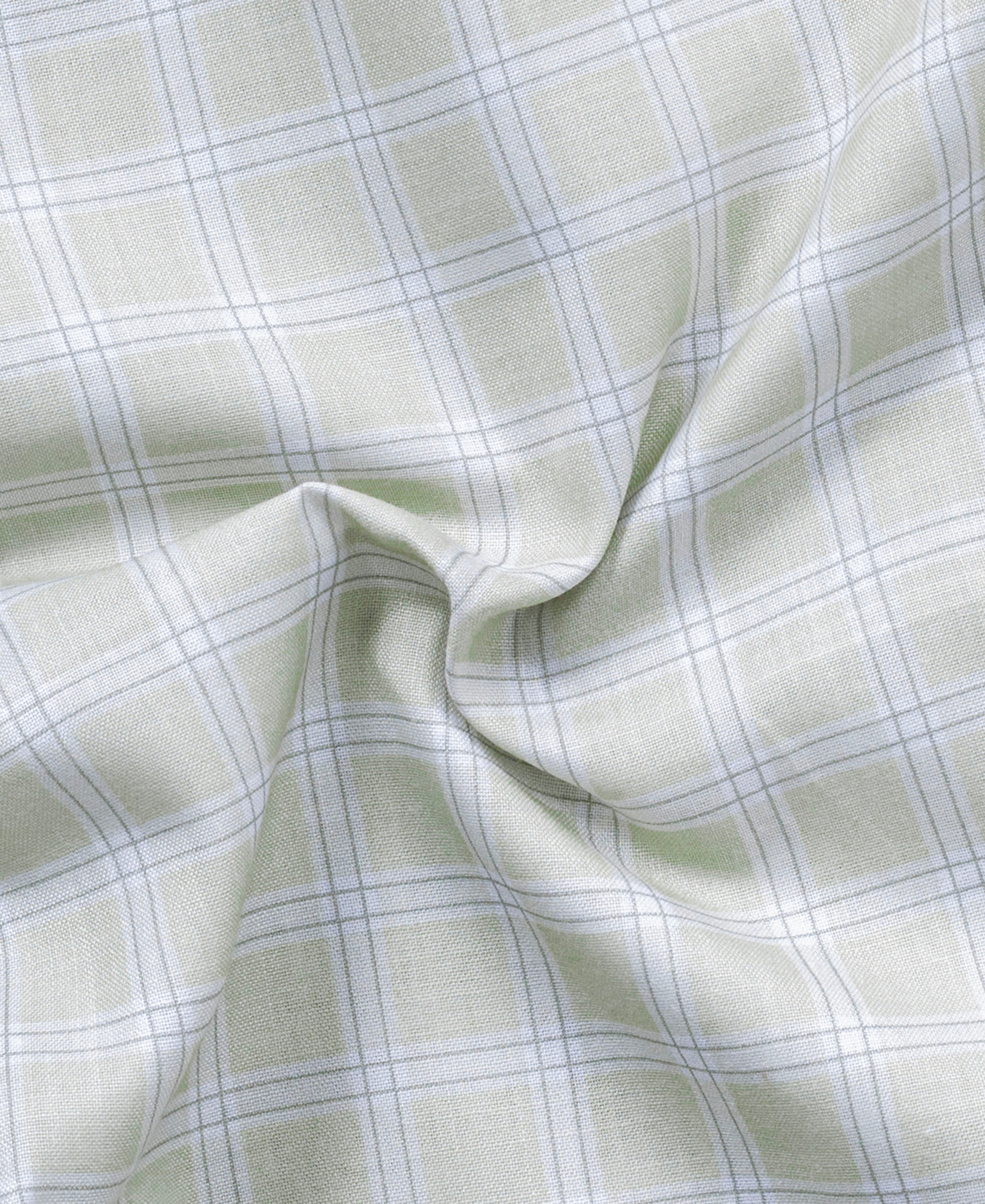 Light Green Checked Regular Collar Cotton Shirt for Men