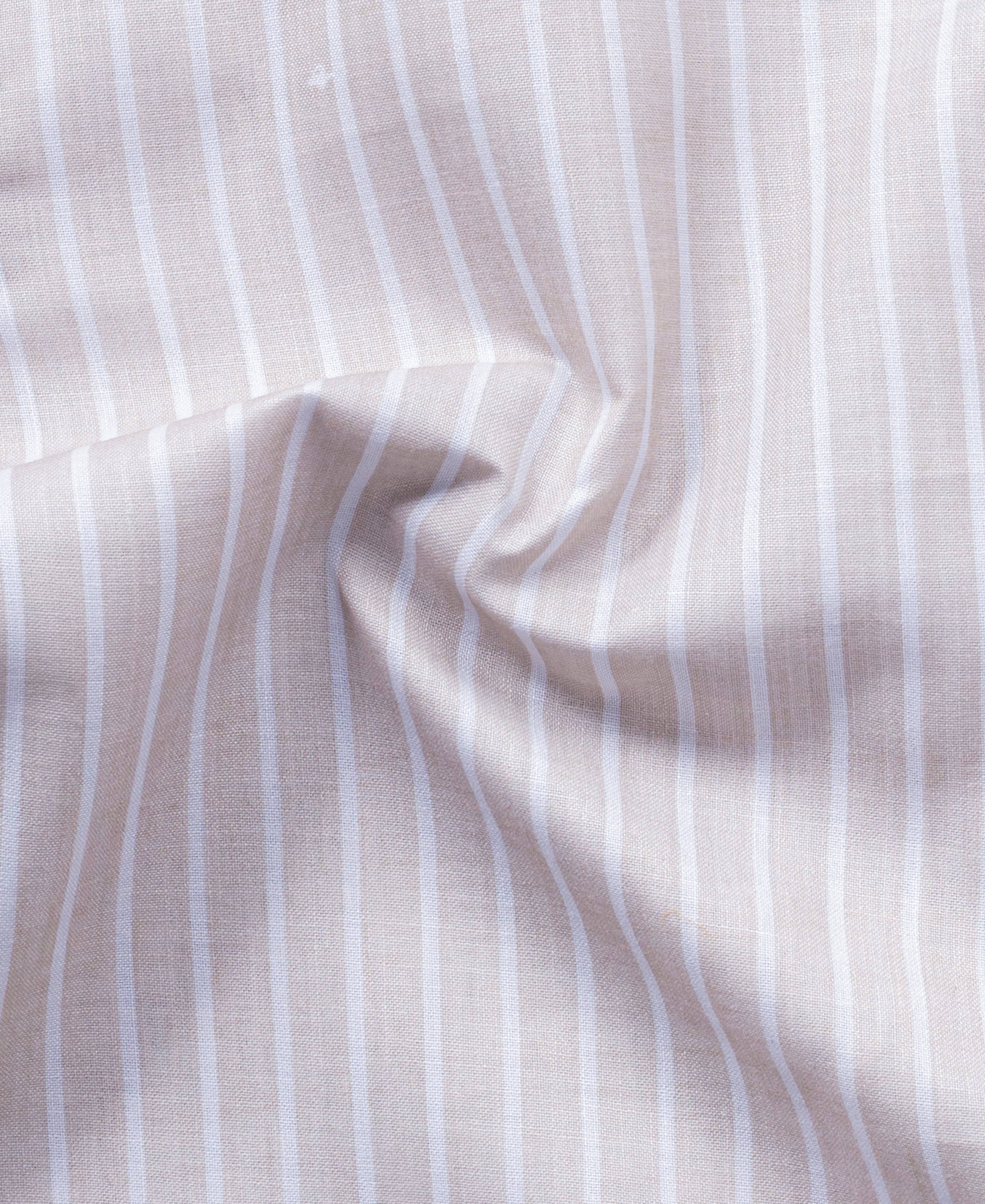 Beige and White Striped Cotton Shirt for Men Formal Wear