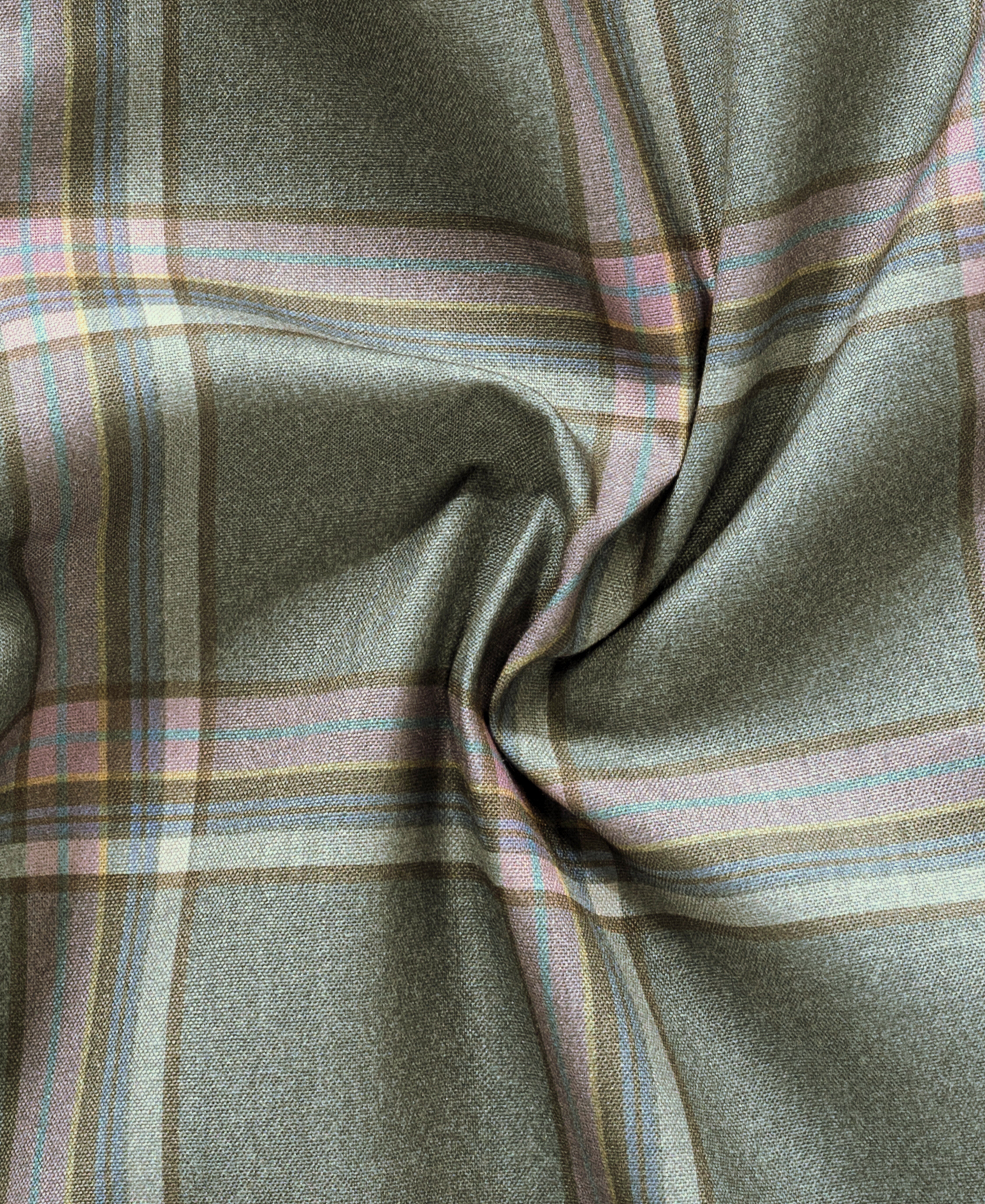 Cotton Green Checked Shirt with Long Sleeves & Pocket