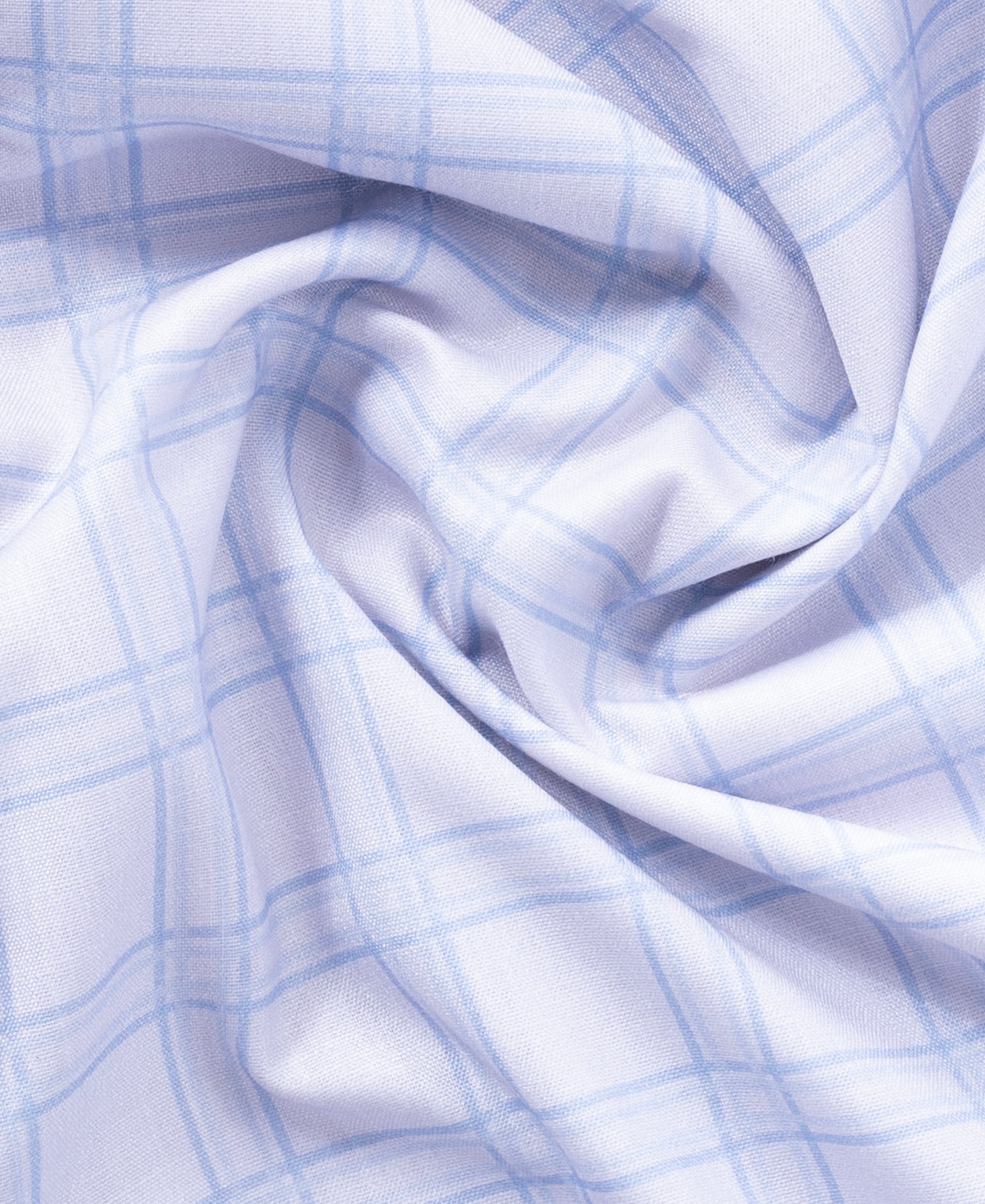 Men’s Light Blue Cotton Shirt with Subtle Checks