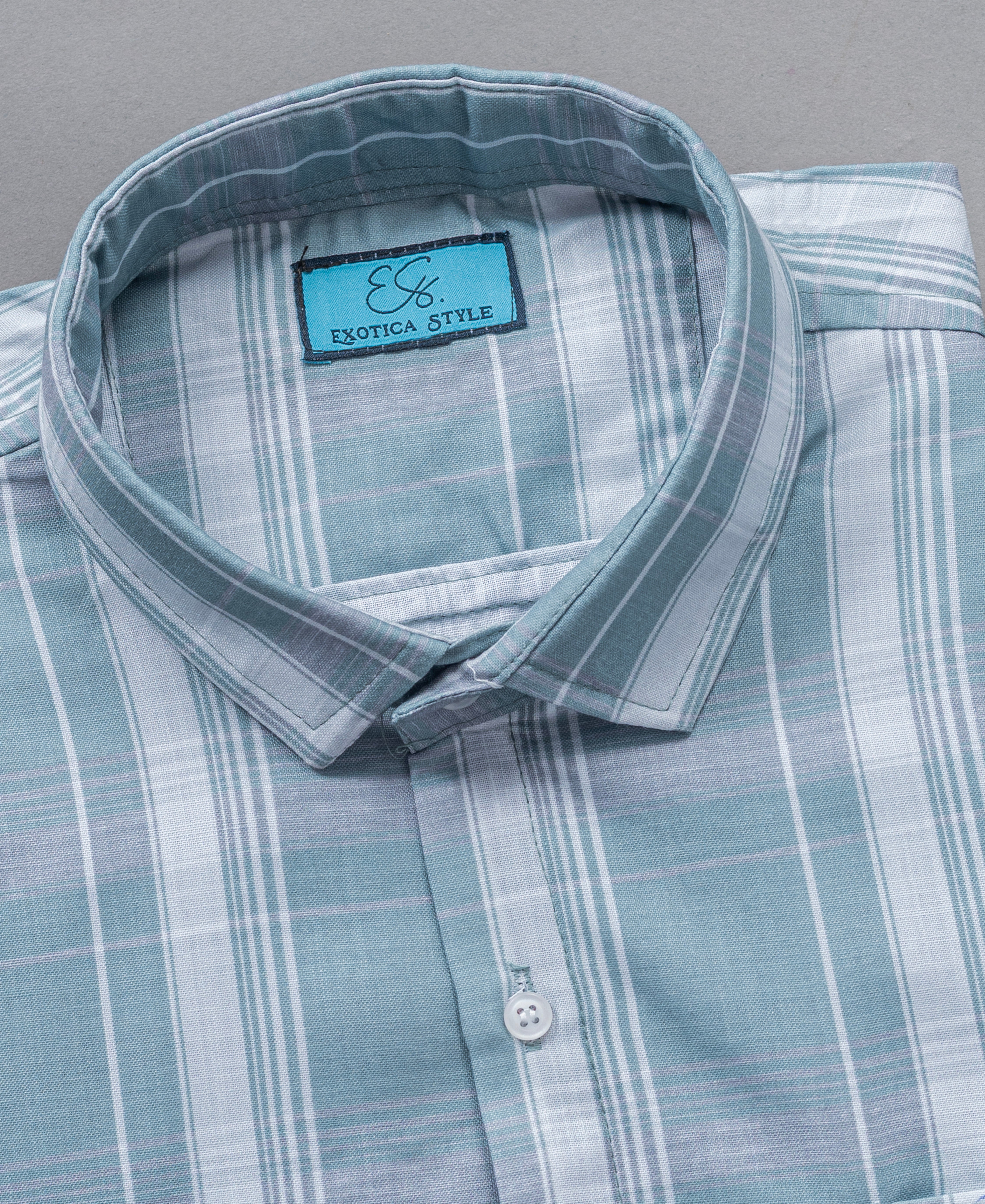 Mint Green Checked Pure Cotton Full Sleeve Classic Shirt
