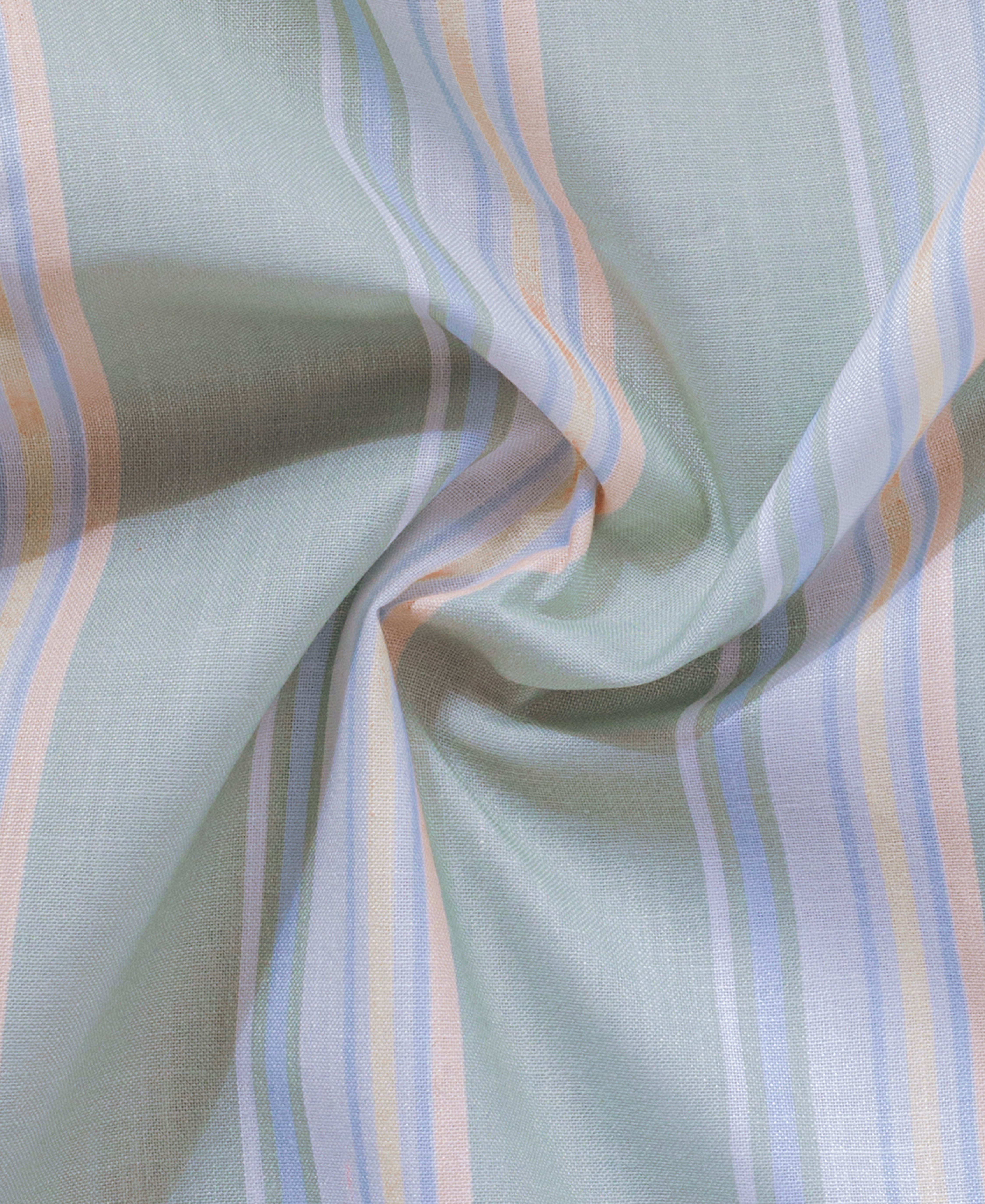 Men’s Pastel Green Striped Cotton Shirt with Pocket