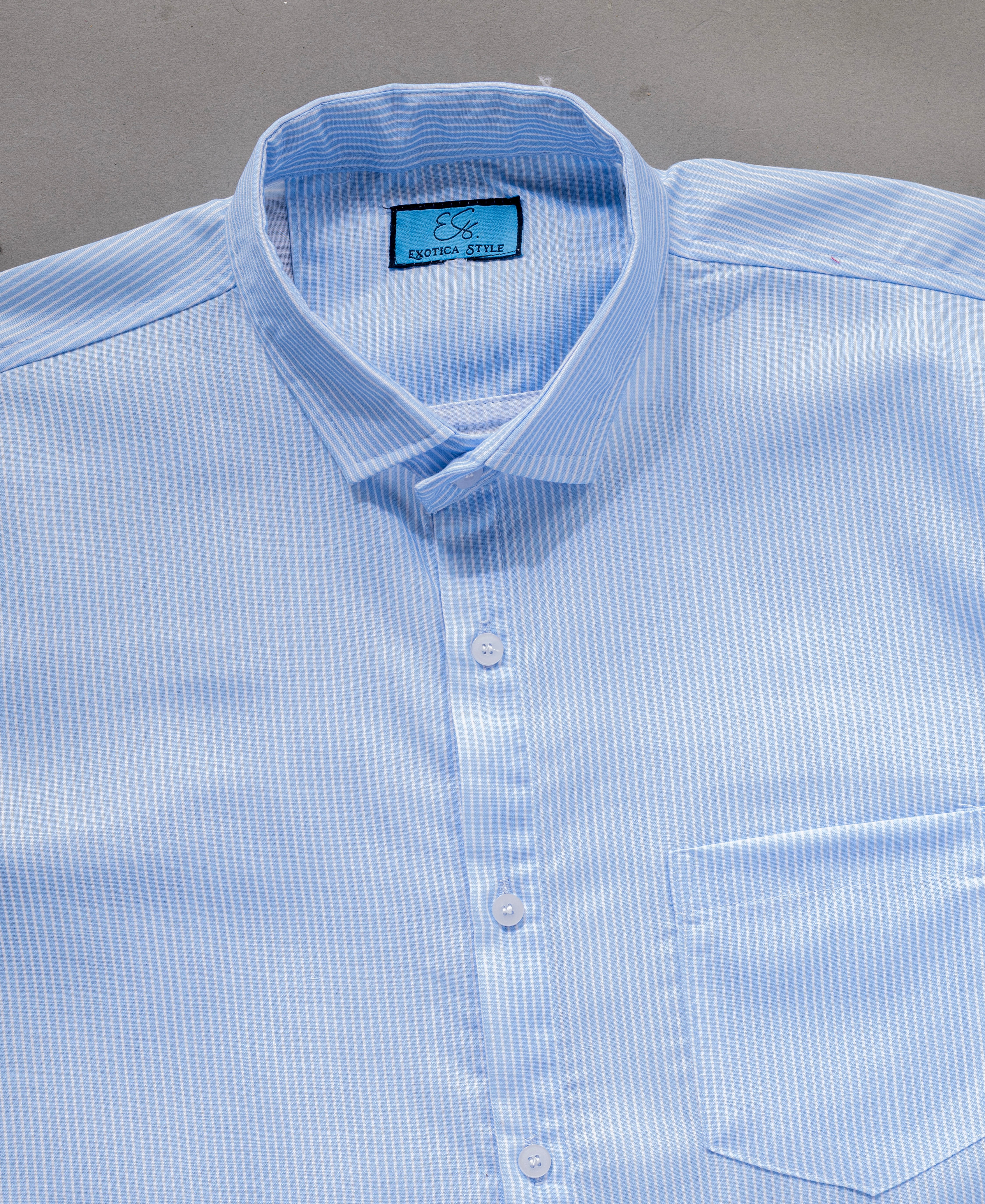 Light Blue and White Striped Slim Fit Shirt