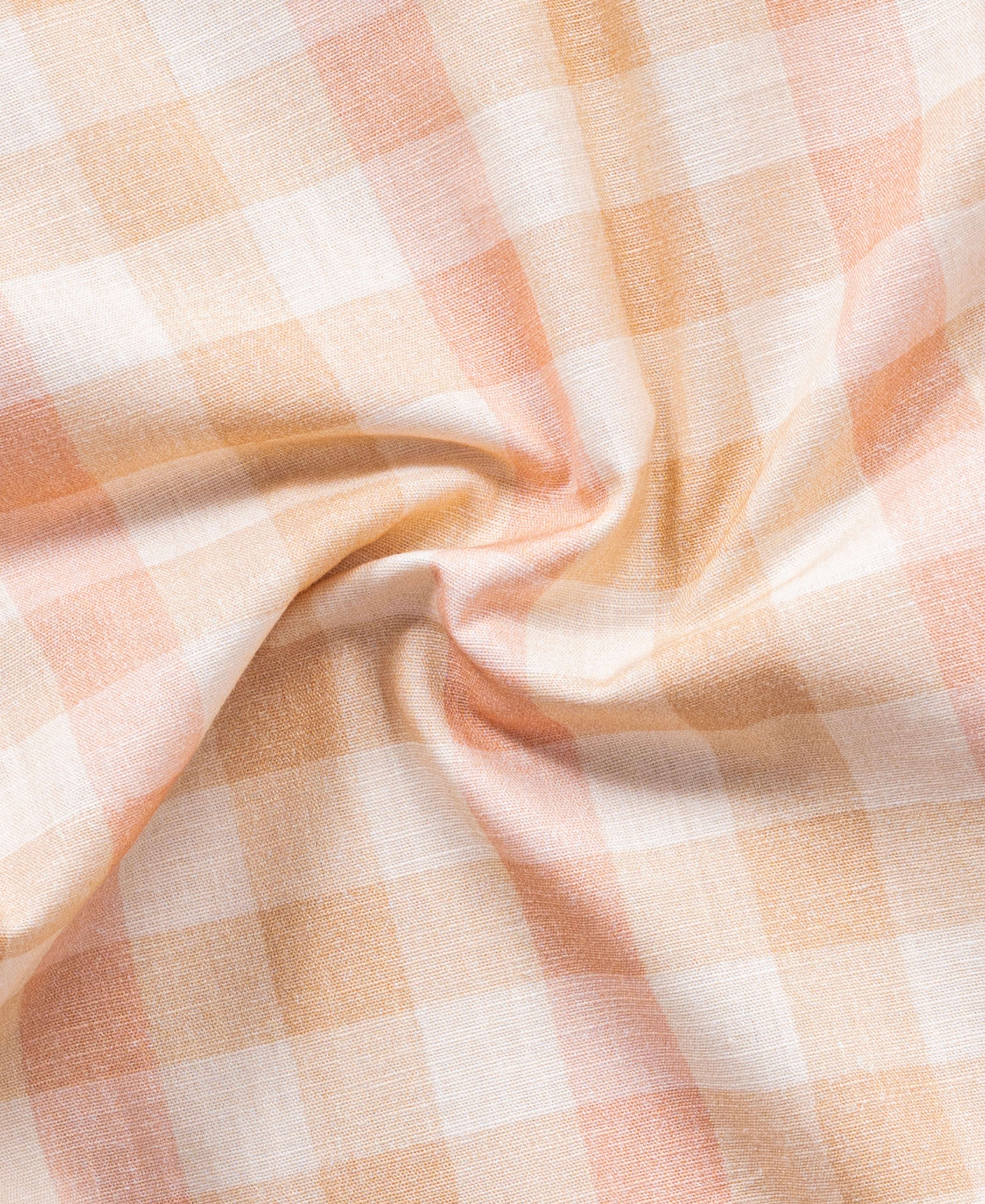 Minimal Peach Checked Cotton Shirt With Pocket