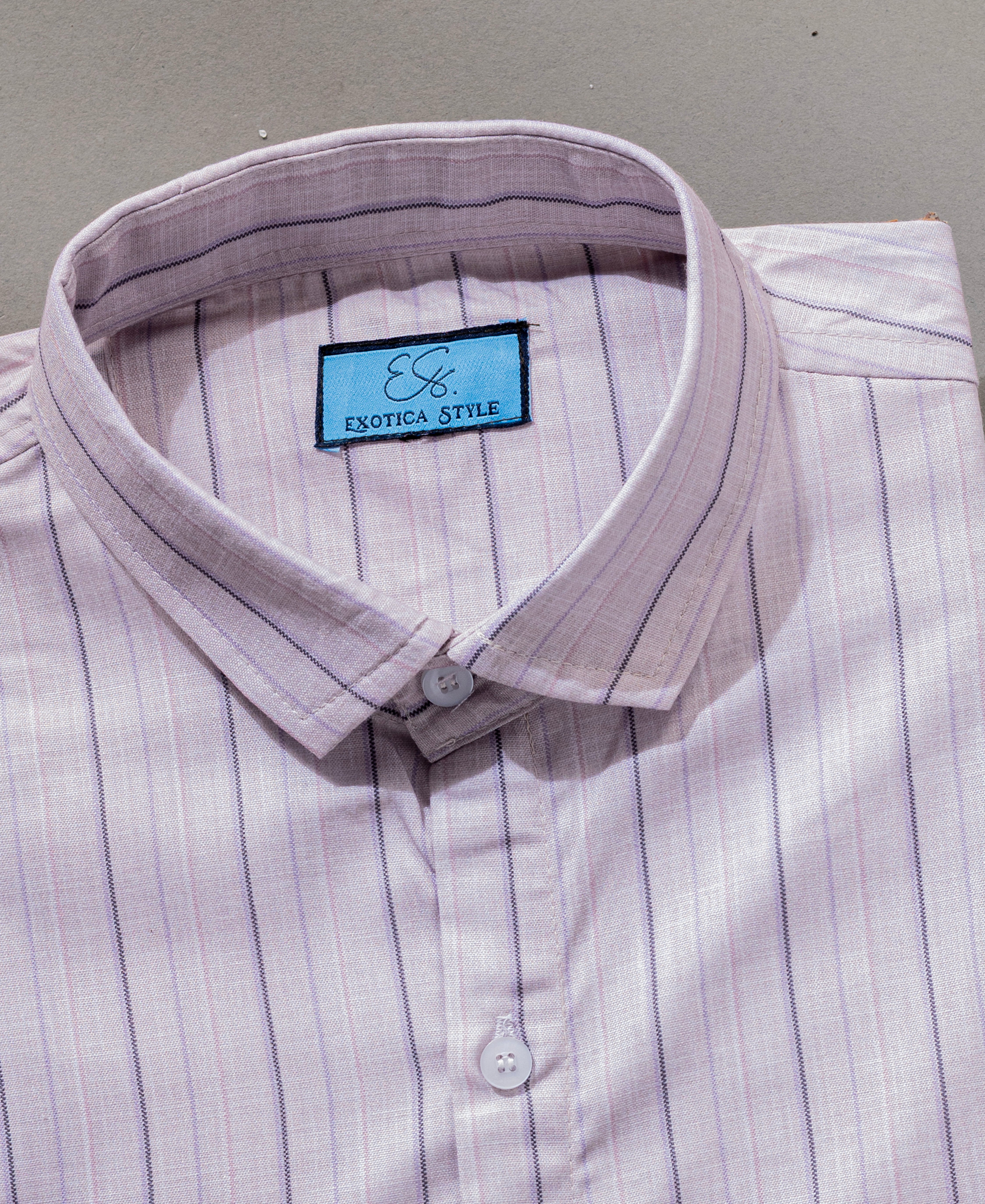 Men’s Striped Beige Cotton Slim Fit Shirt Everyday Casual Style