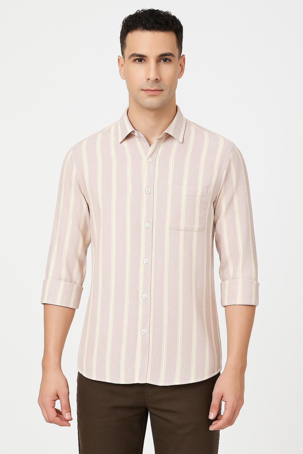 Soft Cotton Striped Pastel Pink Casual Shirt for Daily Wear
