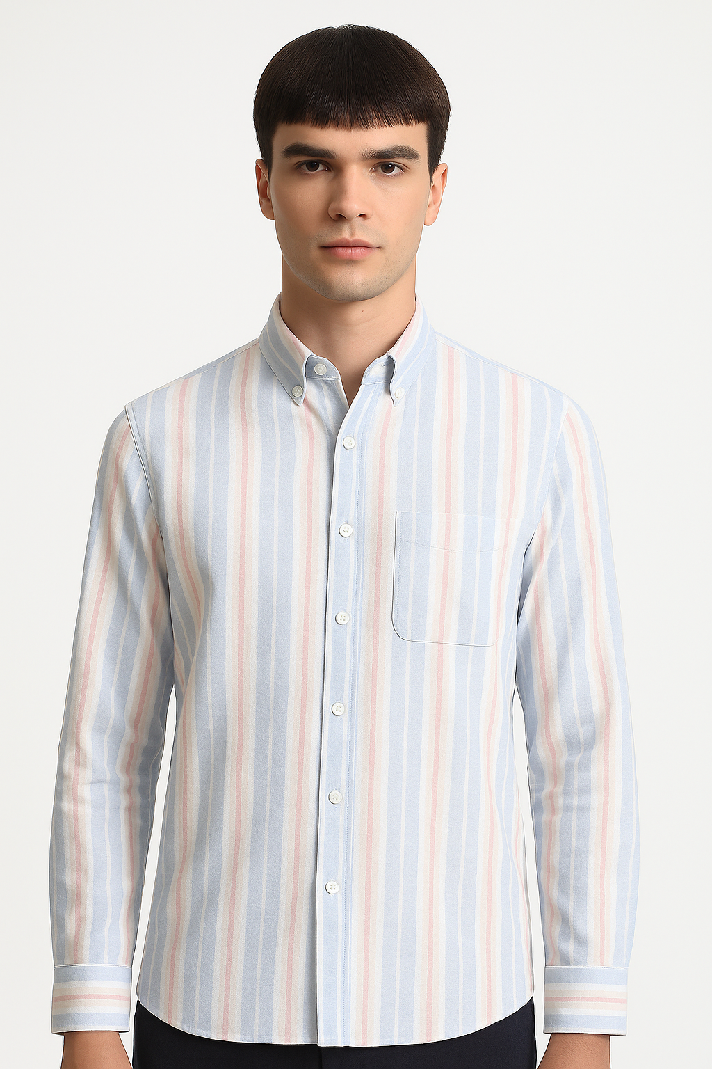 Premium Cotton Light Blue Striped Shirt for Men