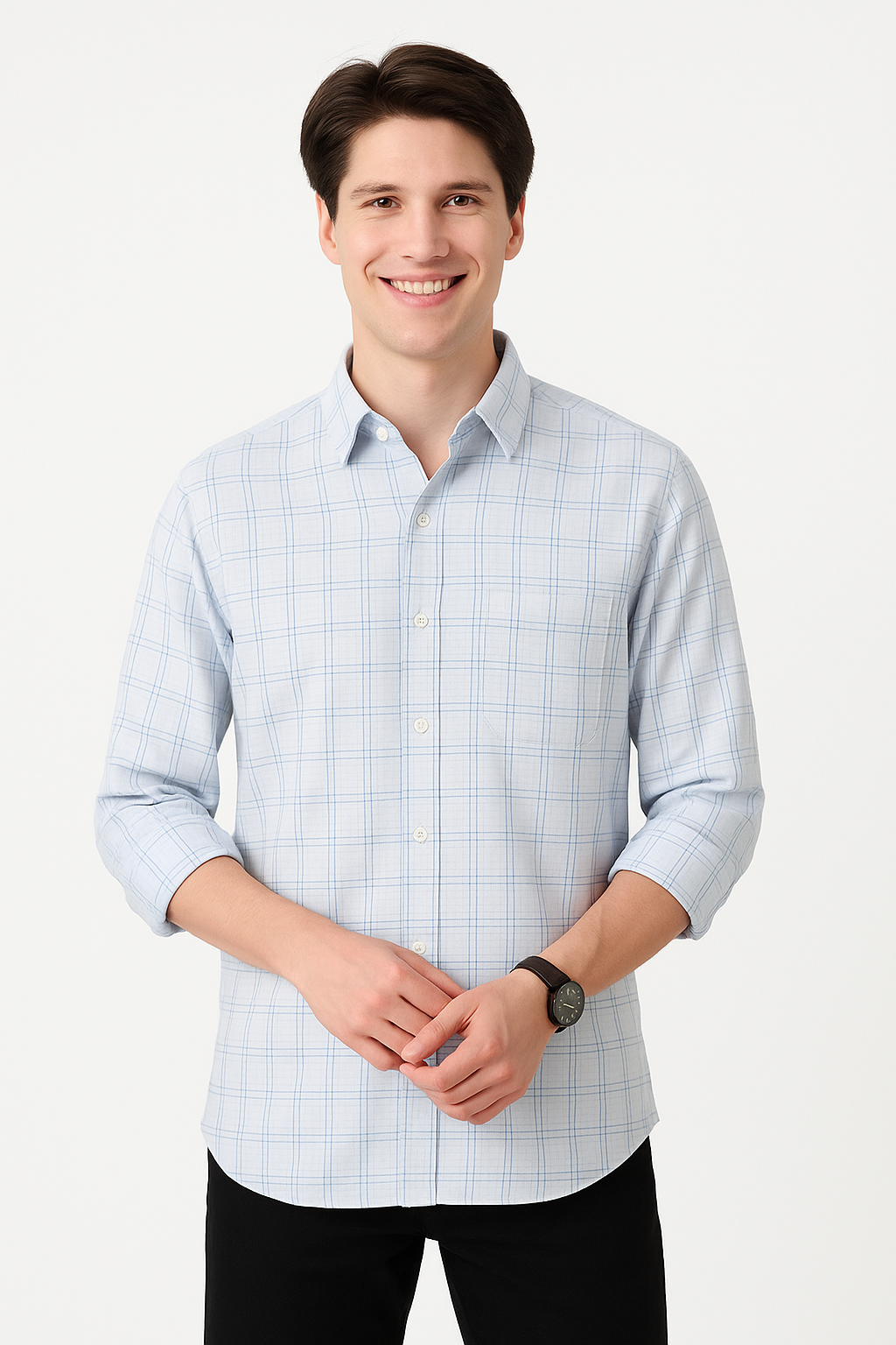 Men’s Relaxed Fit Cotton Shirt with Subtle Checks