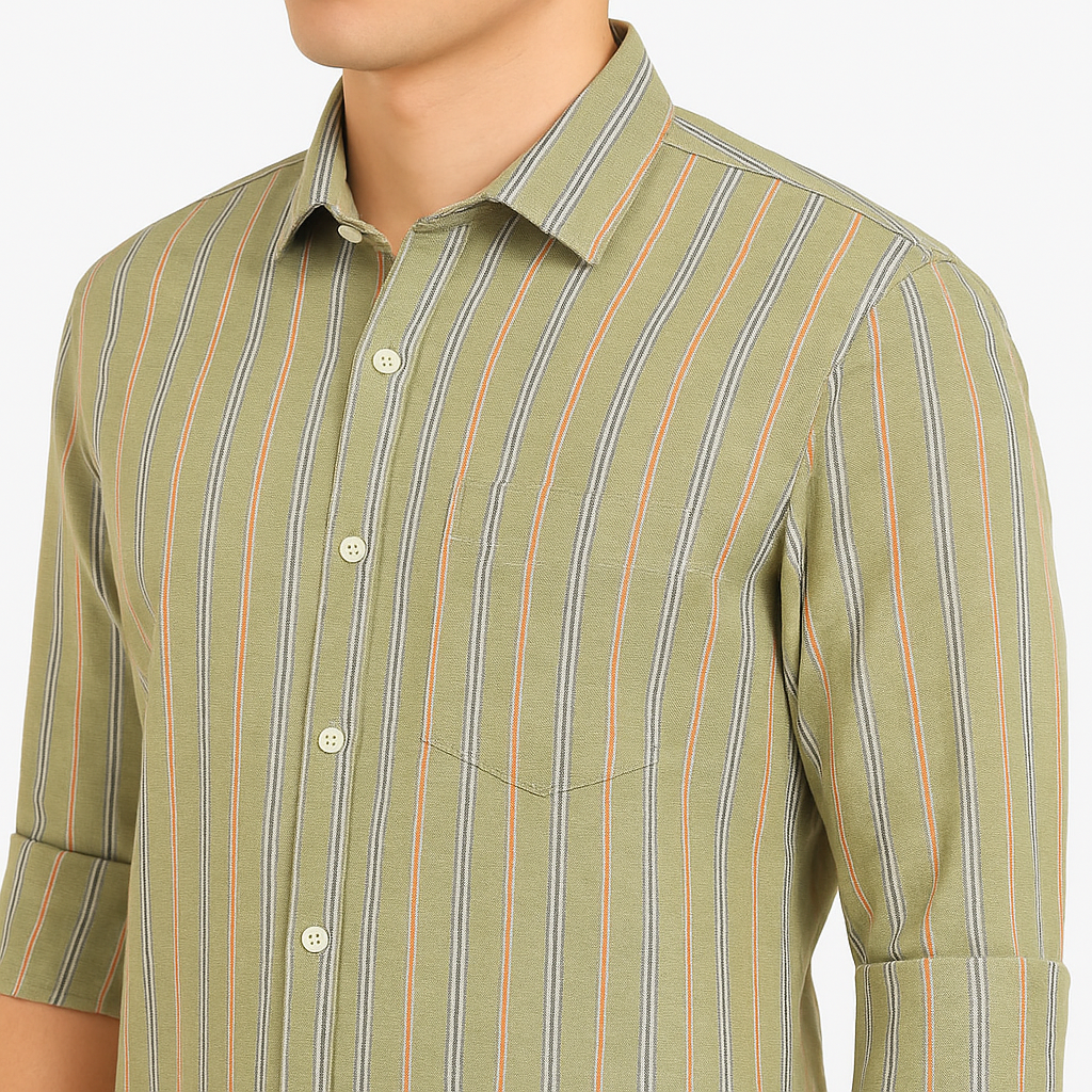 Trendy Regular Fit Men’s Cotton Striped Premium Shirt