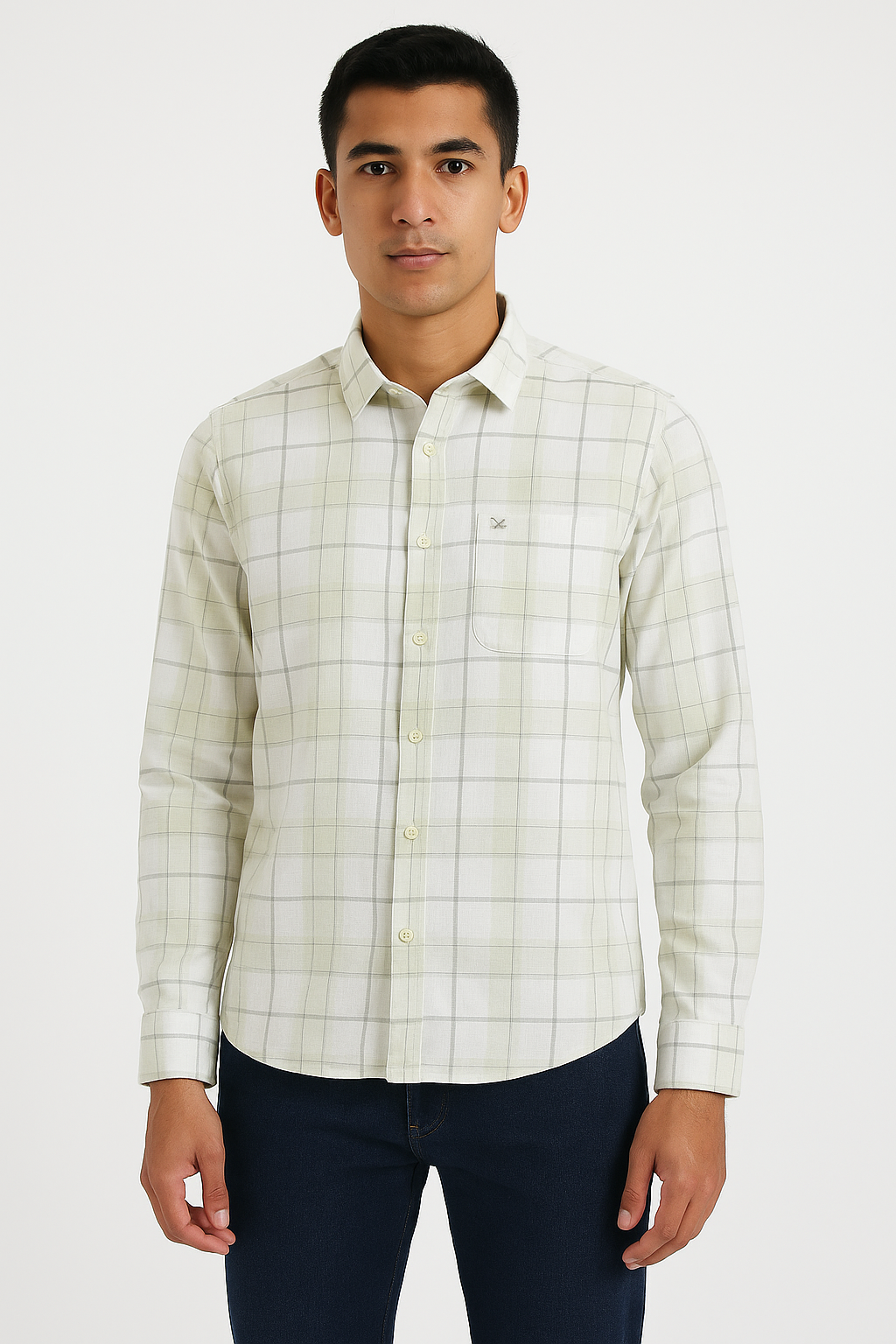 Cotton Checks Slim Fit Formal Shirt with Long Sleeves