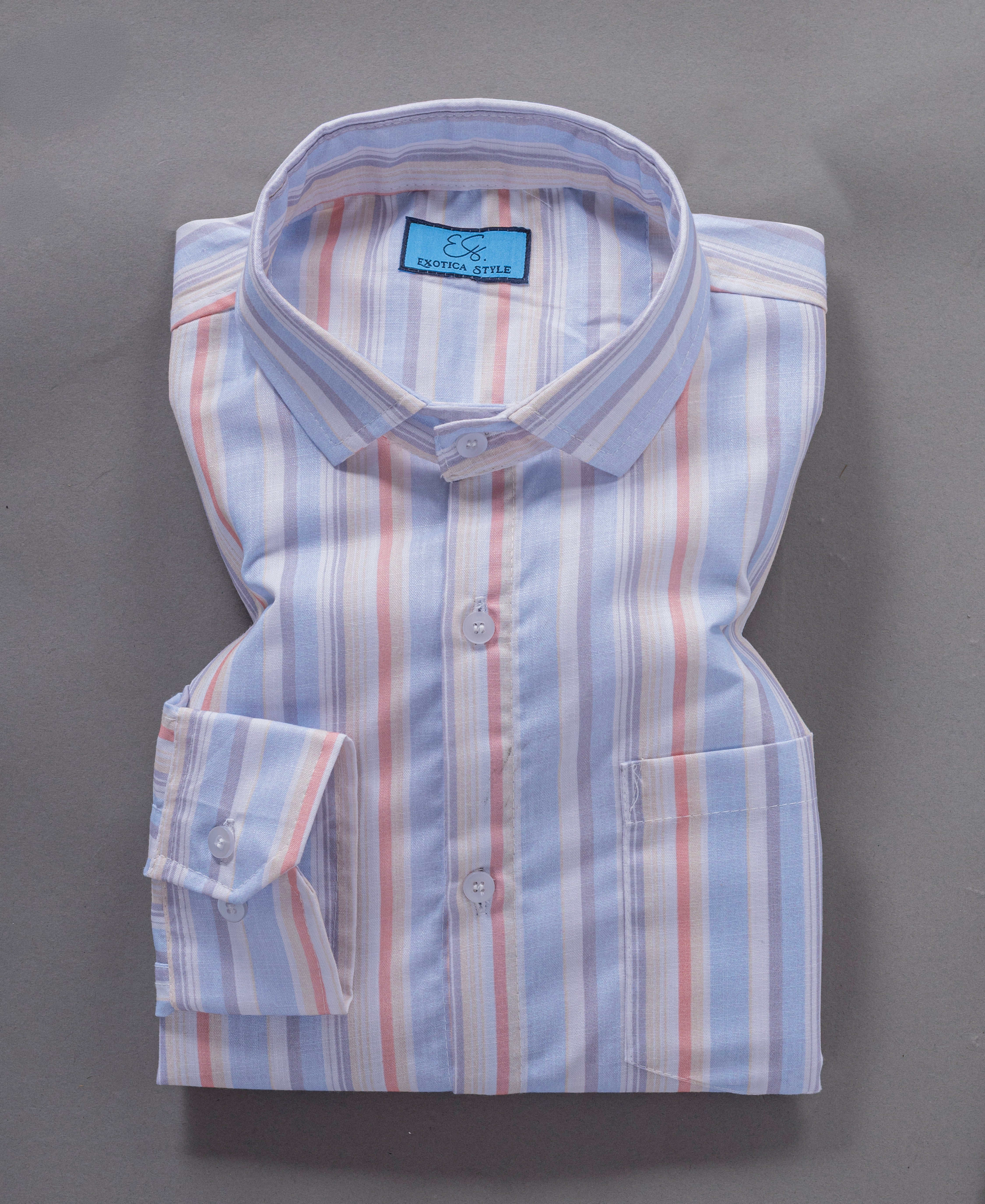 Premium Cotton Light Blue Striped Shirt for Men