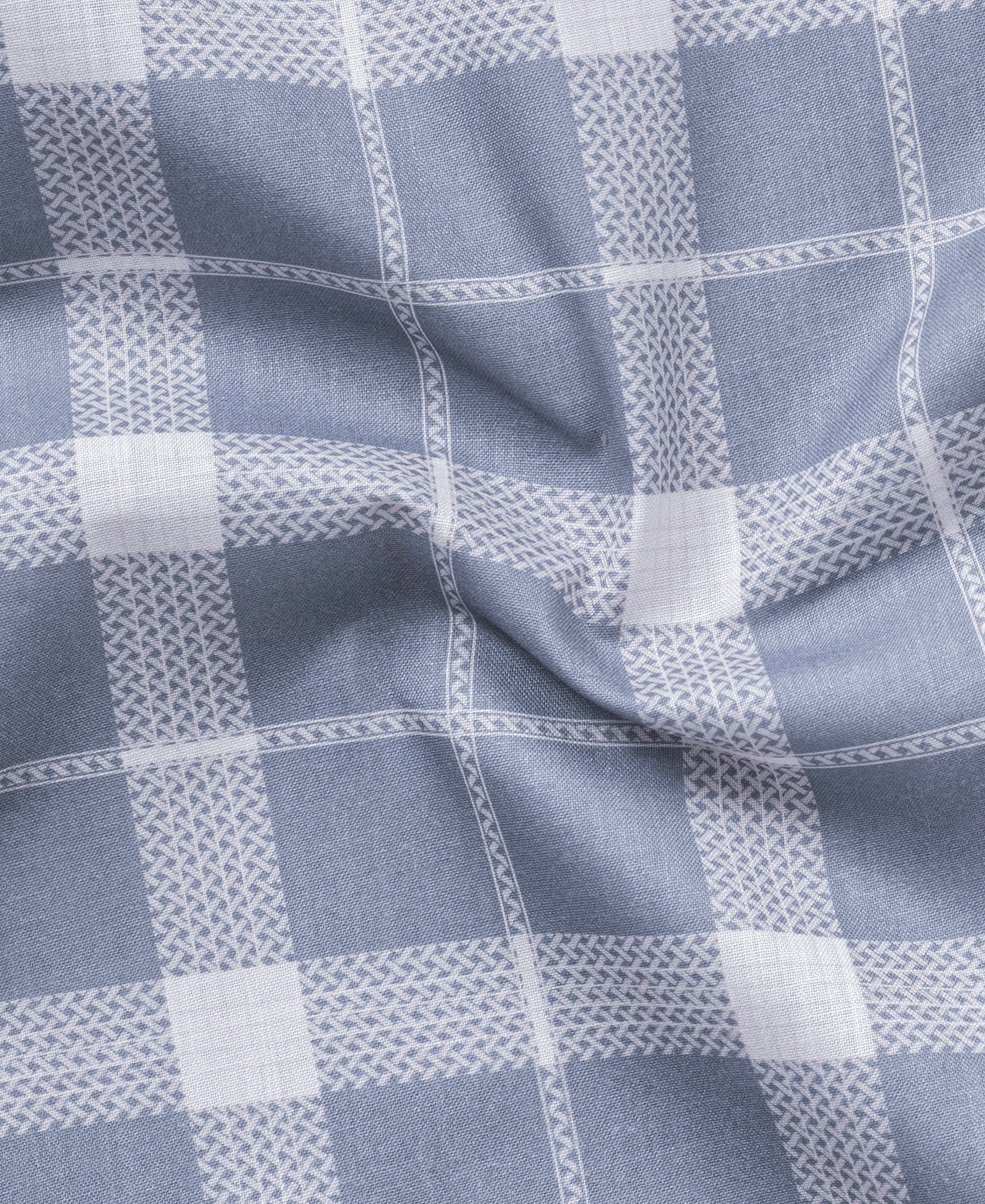 Gray and Beige Checked Cotton Shirt for Men with Pocket