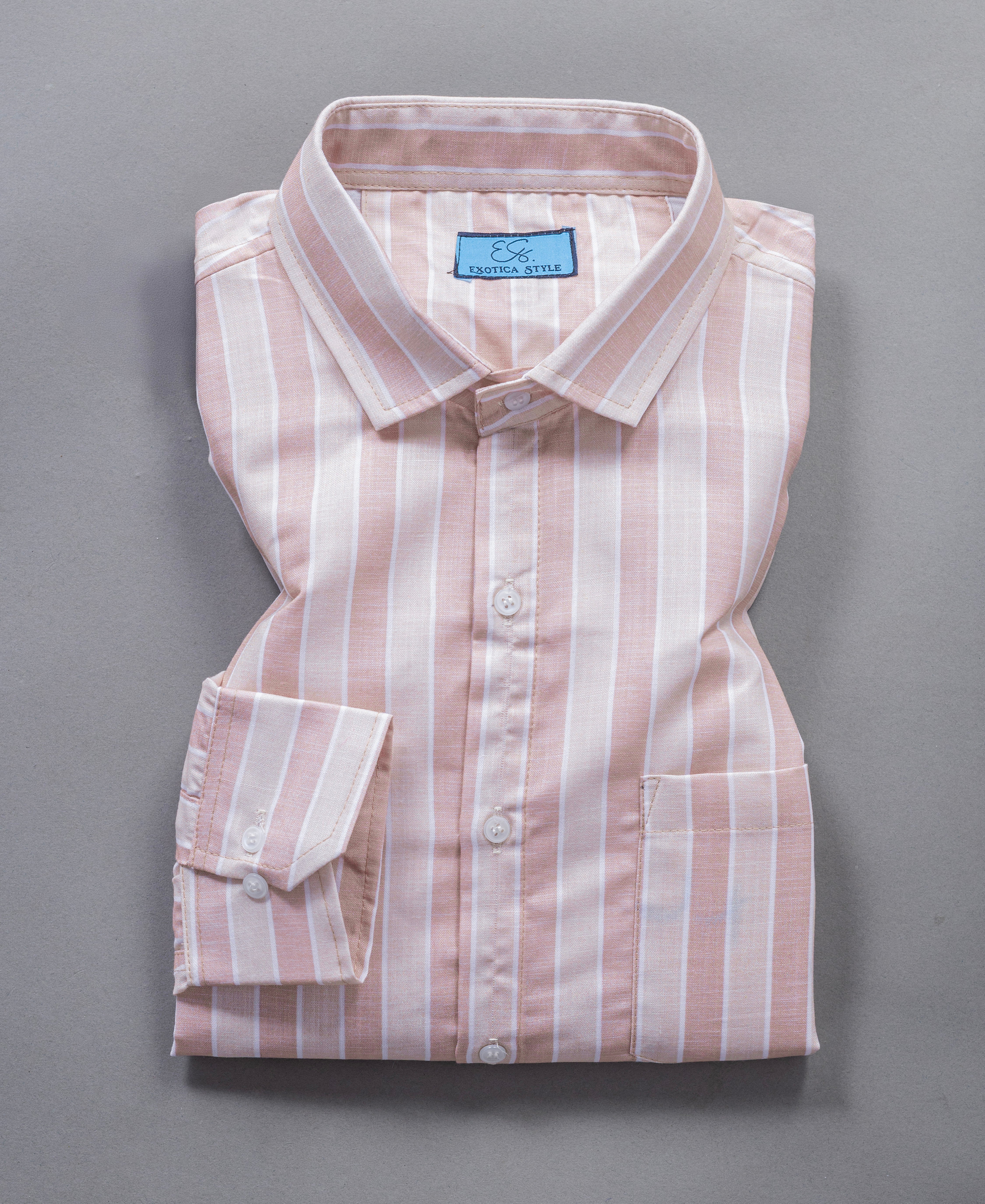 Beige Striped Cotton Shirt for Men Casual & Stylish Wear