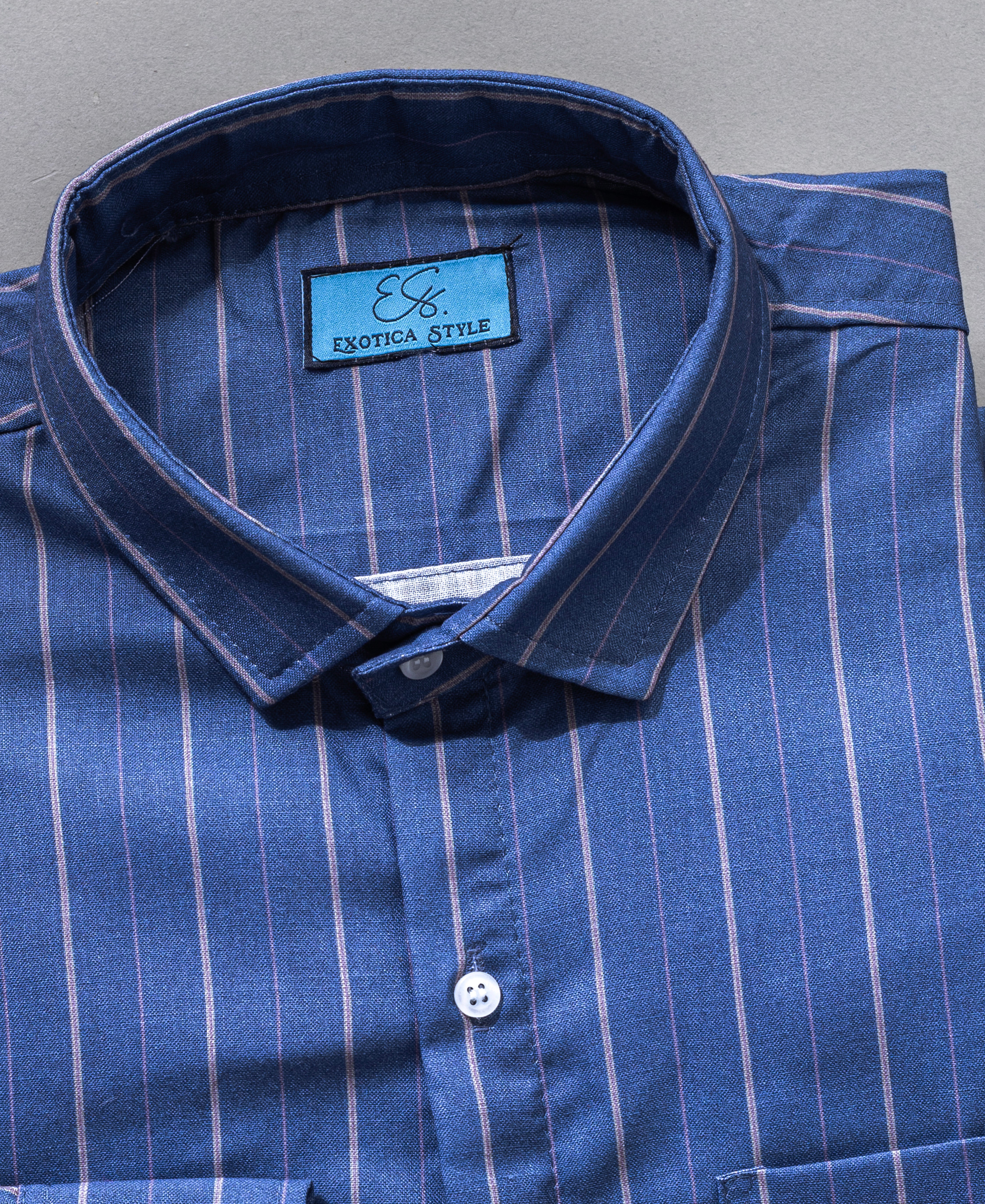 Blue Vertical Stripe Cotton Shirt Full Sleeve Formal Wear