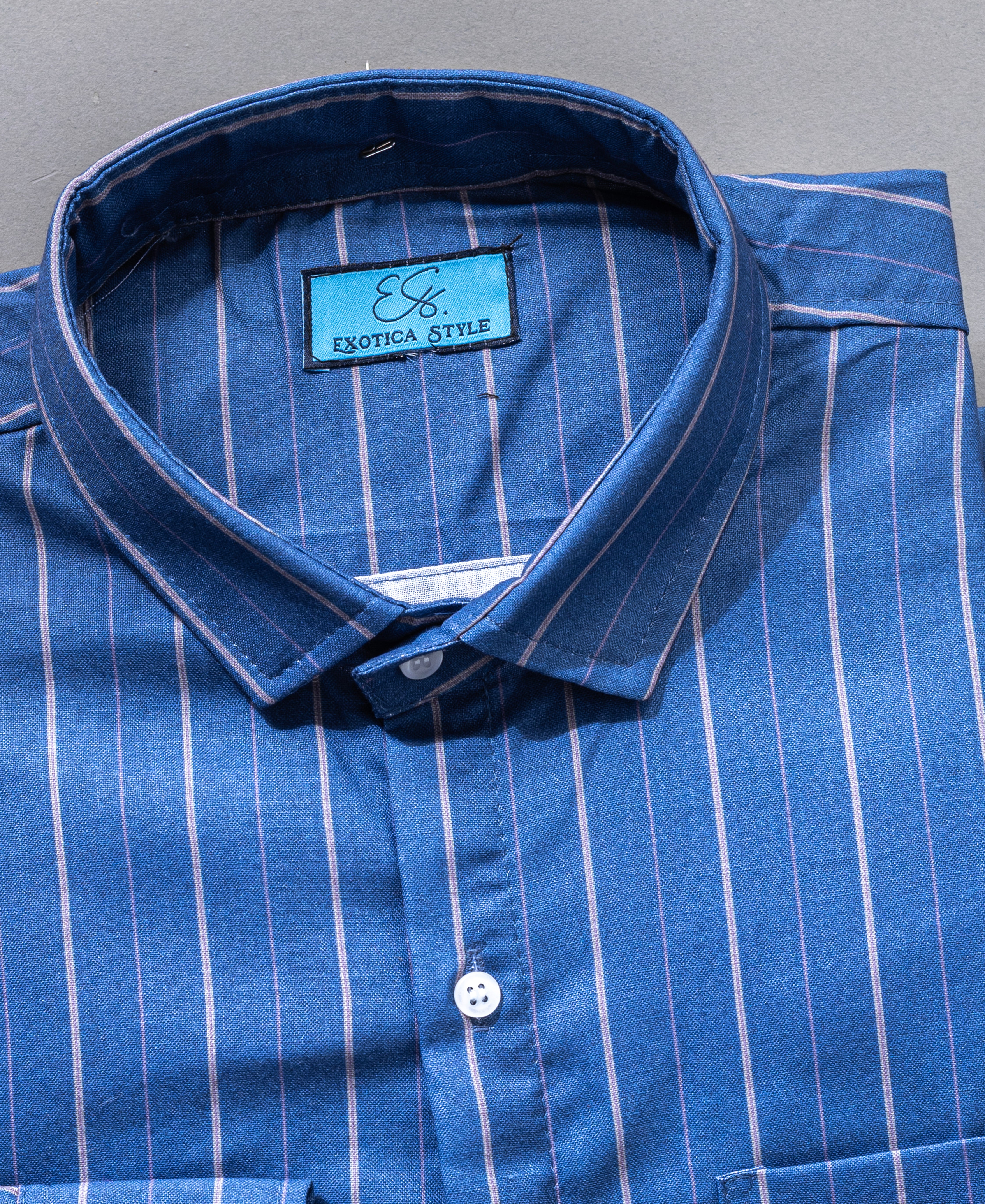 Everyday Comfort Blue Striped Cotton Shirt for Men