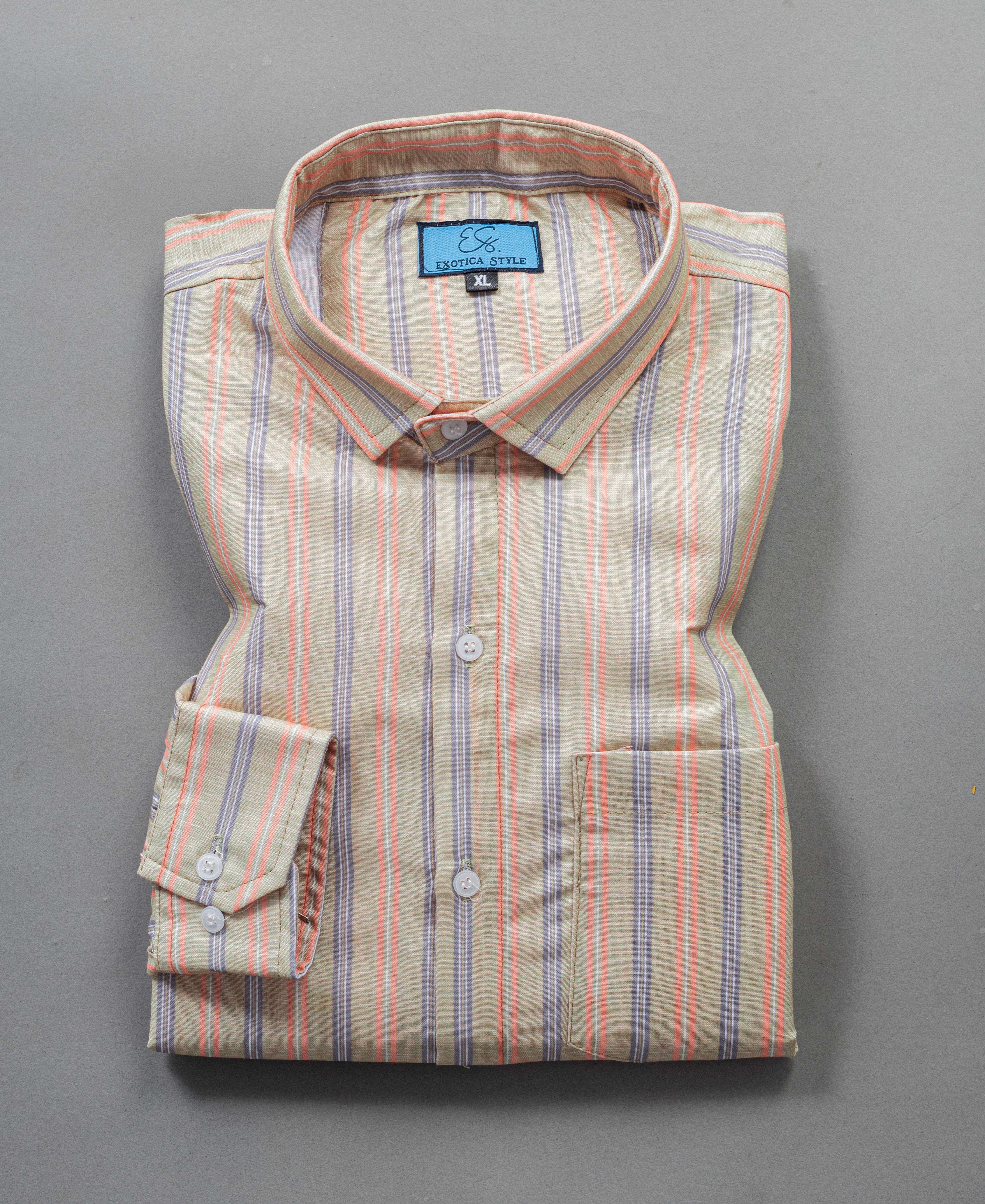 Trendy Regular Fit Men’s Cotton Striped Premium Shirt