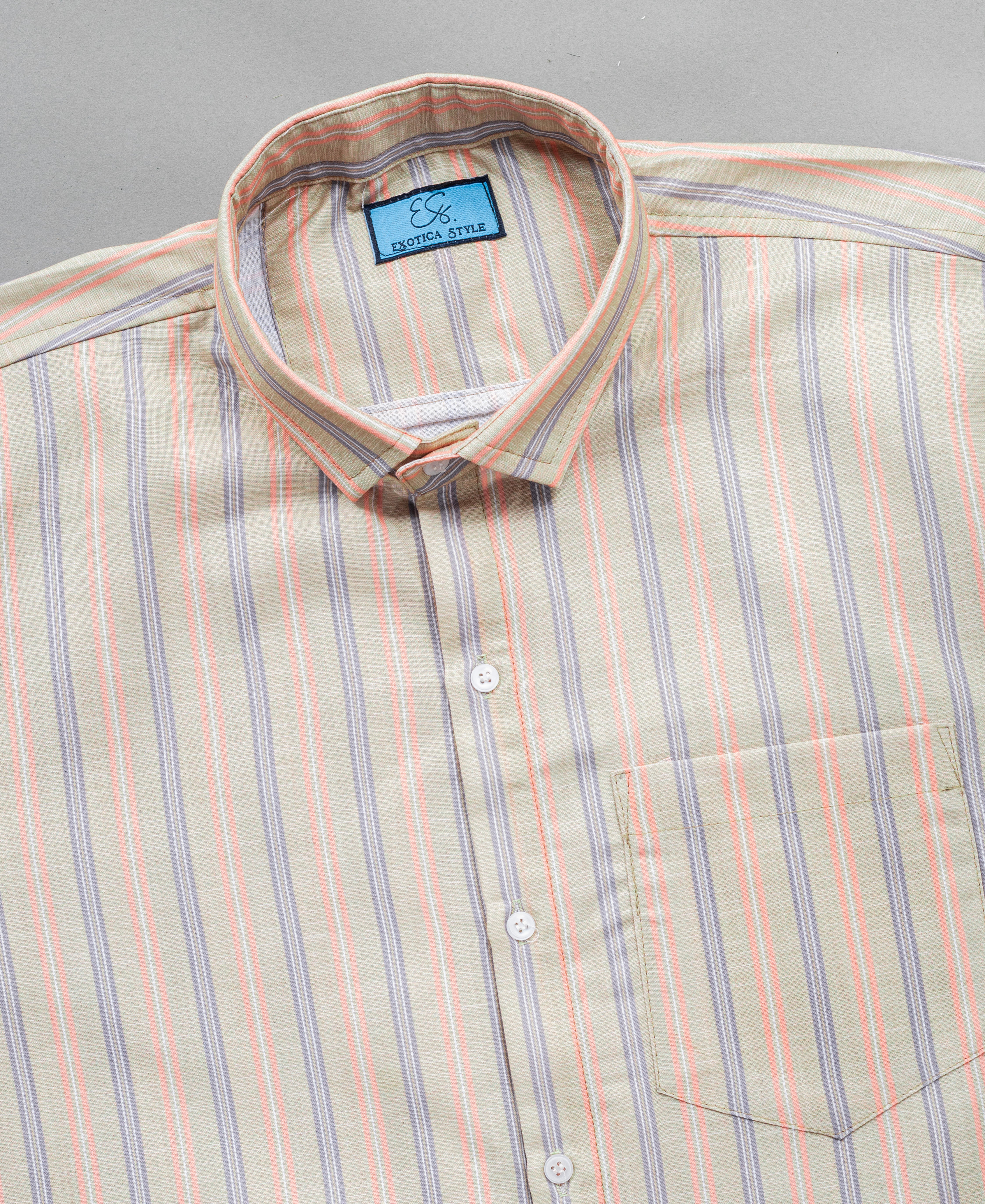 Trendy Regular Fit Men’s Cotton Striped Premium Shirt
