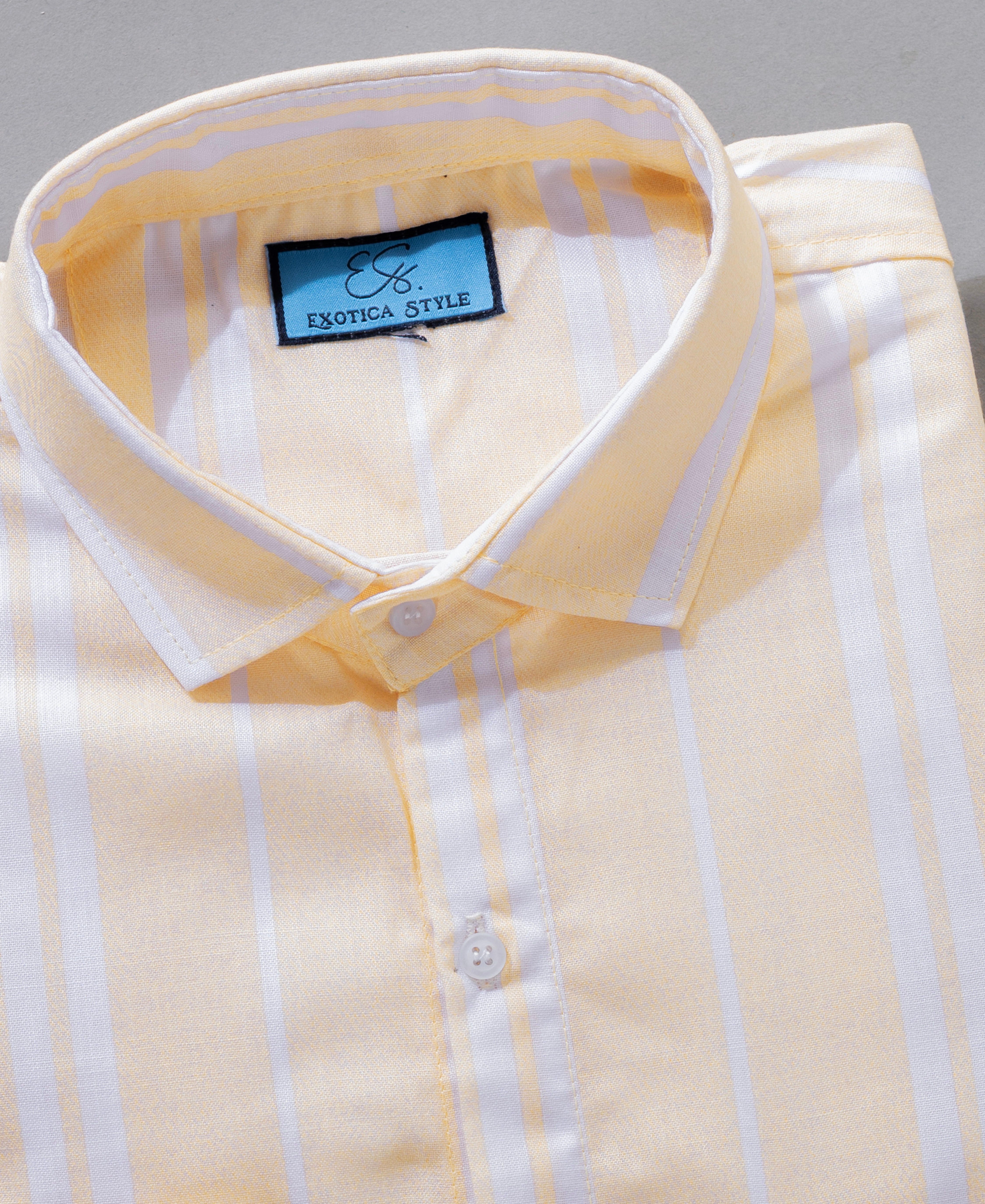 Full Sleeve Beige Striped Cotton Shirt