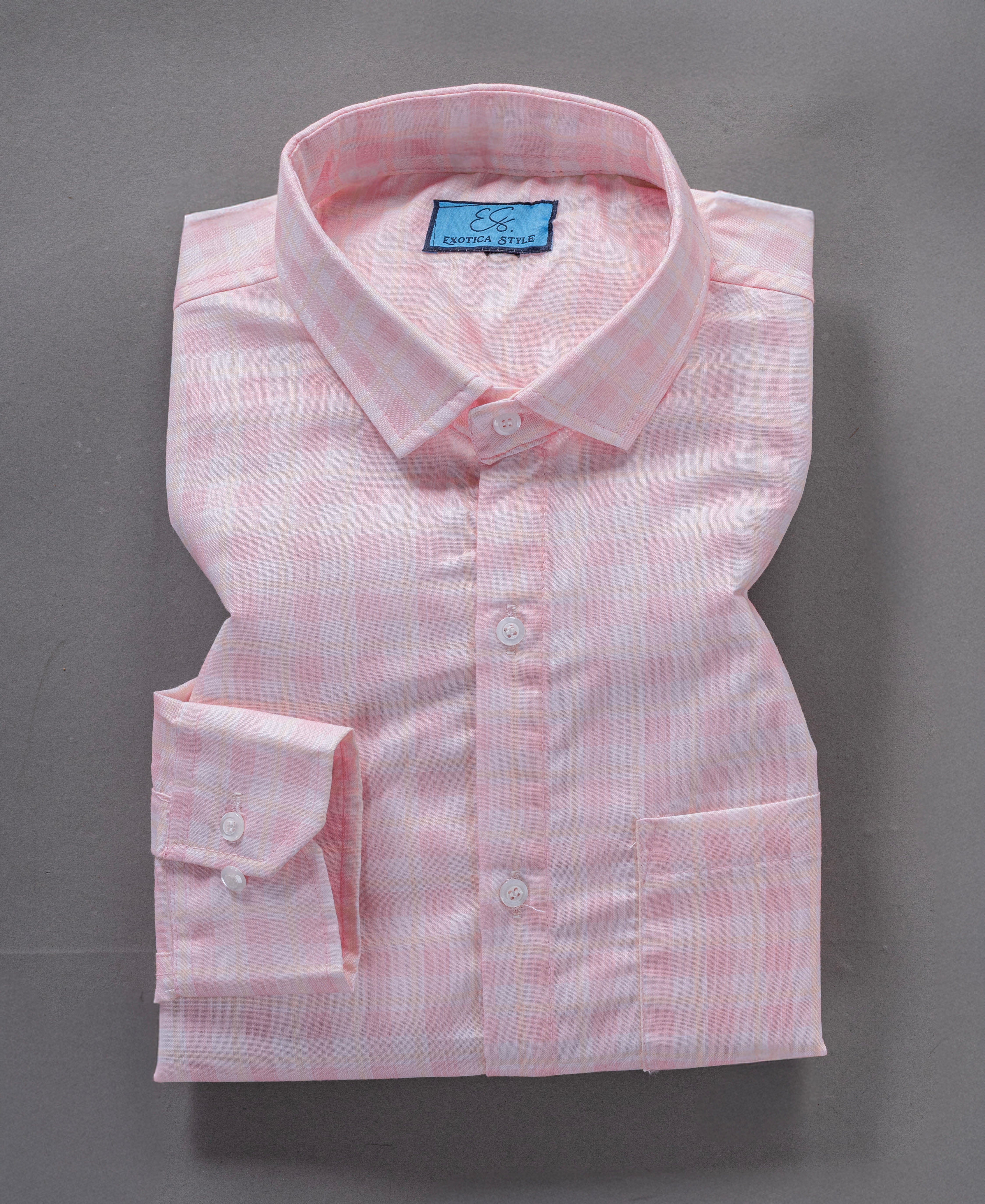 Blush Pink Plaid Casual Shirt with Soft Checks