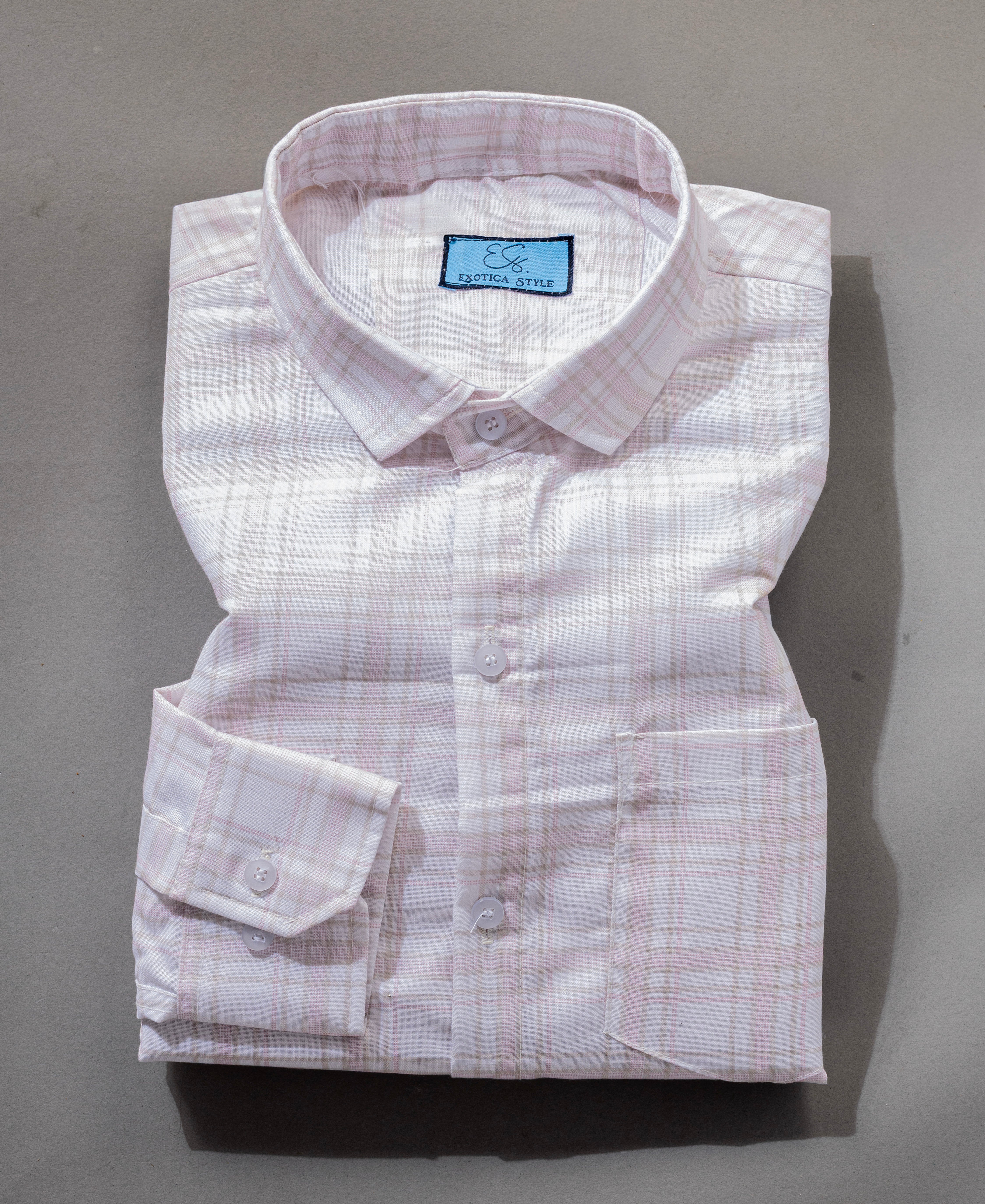 Pastel Pink Checkered Casual Shirt for Men