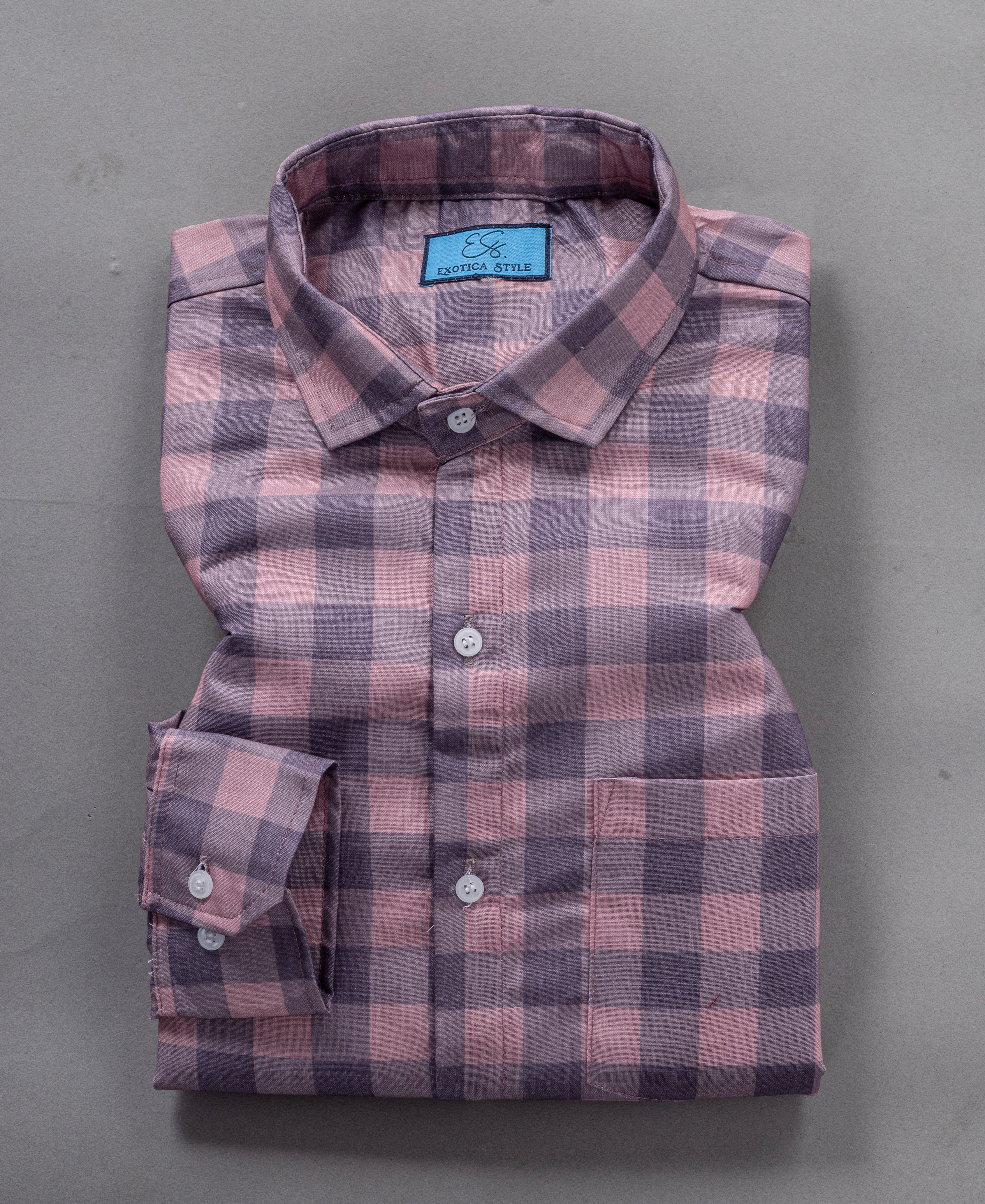 Cotton Checked Plaid Men's Casual Shirt with Chest Pocket